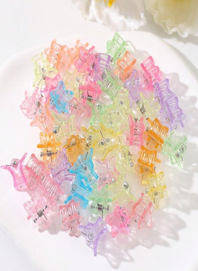 ccHuDE 100 Pcs Mini Star Hair Clip Sparkly Colorful Hair Barrettes Tiny Cute Jaw Clips Small Bangs Hair Clamps Glitter Claw Clips Non Slip Decorative Hairpins for Women Girls - Image 2